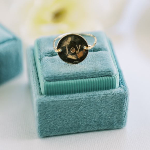 Hand Stamped Gold Filled Circle Ring - Picture 3 of 7